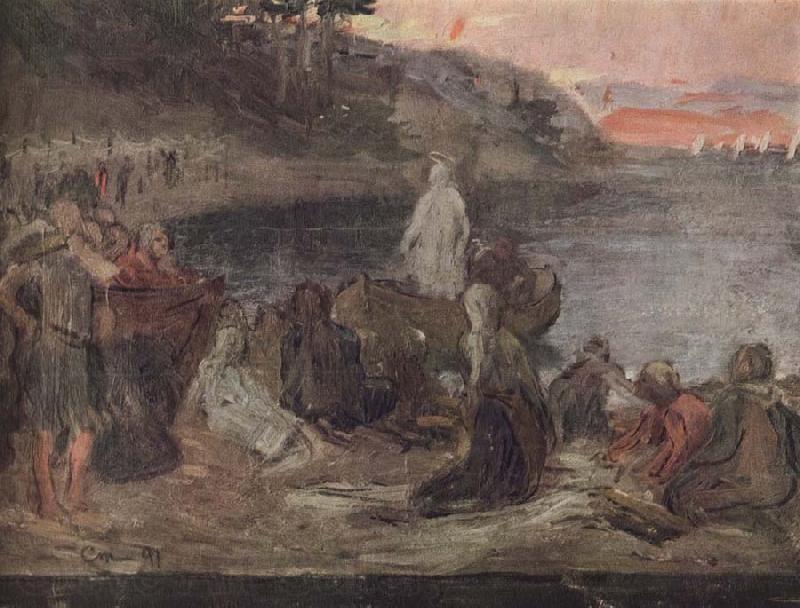 Gustaf Cederstrom kristus predikar for fiskarena Spain oil painting art
